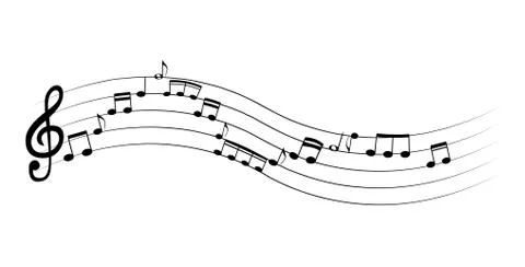 Set of musical notes on five-line clock notation without a featu Stock Illustration