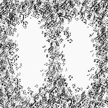 Set of musical notes on five-line clock notation without a featu Stock Illustration