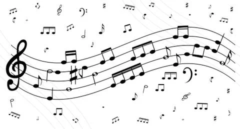 Set of musical notes on five-line clock notation without a featu Stock Illustration