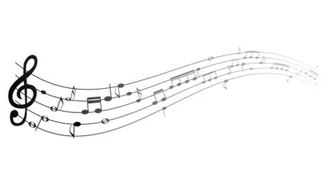 Set of musical notes on five-line clock notation without a featu Stock Illustration