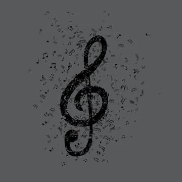 Set of musical notes on five-line clock notation without a featu Stock Illustration