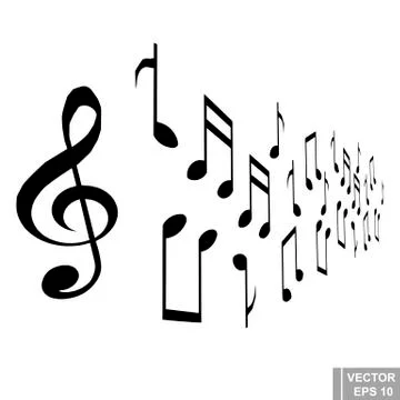 Set of musical notes. Icons isolated on white background. Silhouette. 库存插图