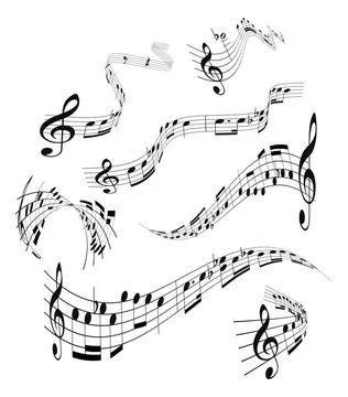 Set of musical notes staff Set of curling, vector musical notes staff on w... Stock Photos