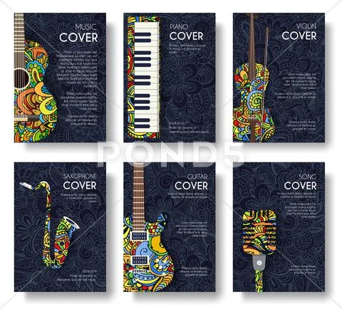 Set of musical ornament illustration concept. Art music, poster, book, poster Stock Illustration