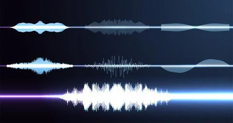 Set of musical sound waves. Audio digital equalizer technology, console panel Stock Illustration