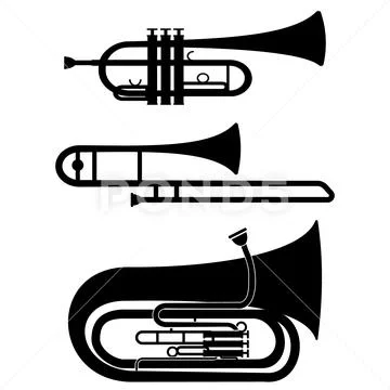 Set of wind musical instruments vector design. Saxophone, trumpet