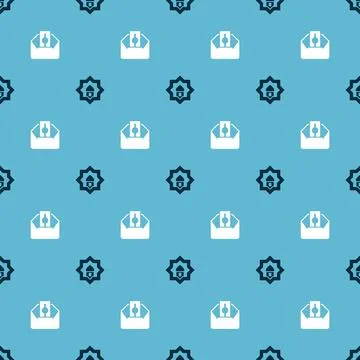 Set Muslim Mosque and Donate or pay your zakat on seamless pattern. Vector 스톡 일러스트
