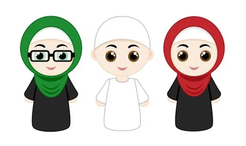 Set of muslim people Stock Illustration