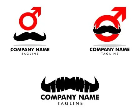 Set of Mustache Man Logo Template Design Stock Illustration