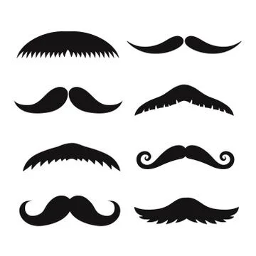 Set of mustaches isolated on white background. Stock Illustration