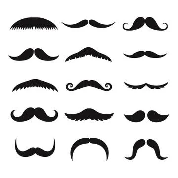 Set of mustaches isolated on white background. Stock Illustration