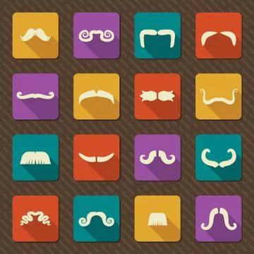Set of mustaches .vector retro icons Stock Illustration