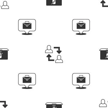 Set Mute microphone on laptop, Project team base and Online working on seamless Illustrazione stock