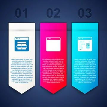 Set MySQL code, Browser window and Software. Business infographic template Stock Illustration