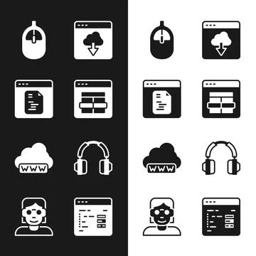 Set MySQL code, Software, Computer mouse, Cloud technology data transfer, Web Stock Illustration