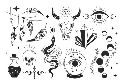 Set of mystical elements Stock Illustration