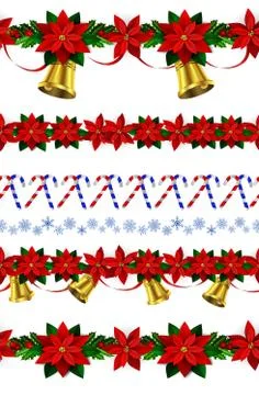 Set of n Seamless Christmas borders Stock Illustration