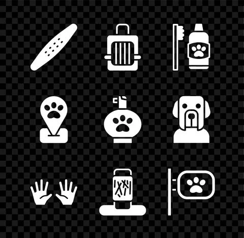 Set Nail file pet, Pet carry case, Dental hygiene for pets, Medical rubber Stock Illustration
