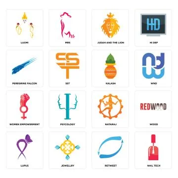 Set of nail tech, retweet, lupus, nataraj, women empowerment, kalash, peregri 무료 스톡 일러스트