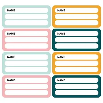 Set of name labels in flat style. Vector Illustration. Stock Illustration
