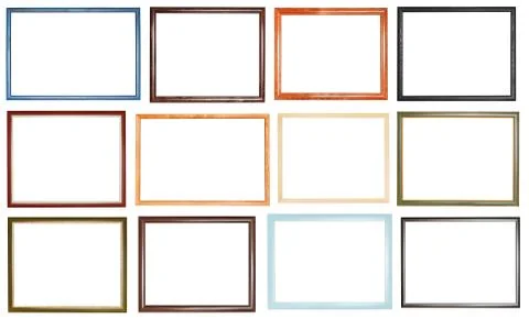 Set of narrow simple picture frames Stock Photos