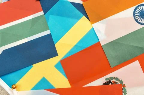 Set of national flags of different countries close up,stand with ukraine conc Stock Photos