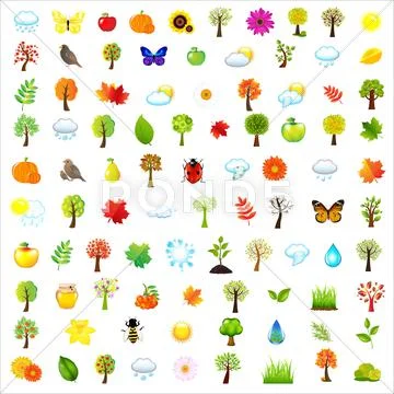 Set of natural elements Stock Illustration