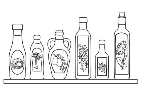 Set of natural oils Stock Illustration