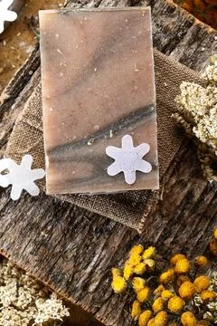 Set of natural spa mud soap  for good care and health. close up Stock Photos