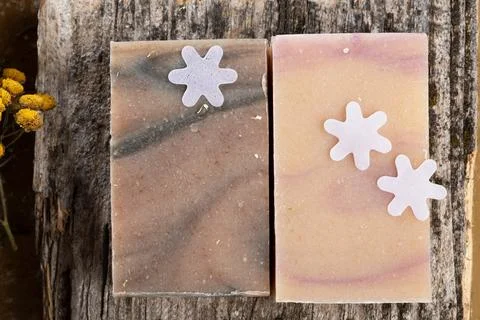 Set of natural spa mud soaps  for good care and health. close up Stock Photos