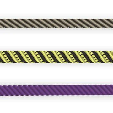 Set of naturalistic 3D type illustration of twisted rope. Vector Illustration 스톡 일러스트