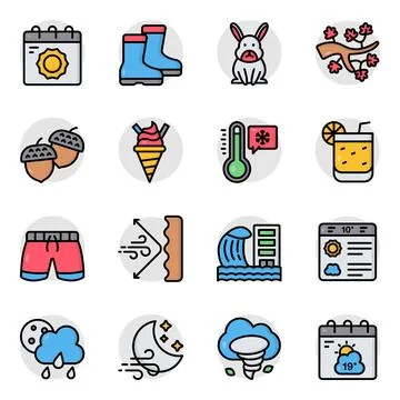 Set of Nature and Eco Flat Icons Stock Illustration