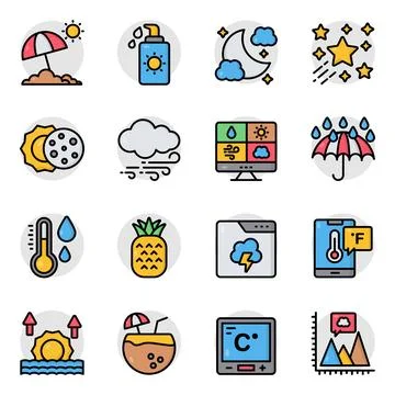 Set of Nature Flat Icons Stock Illustration