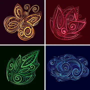 Set of nature icons Stock Illustration