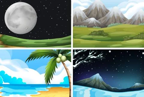 Set of nature landscape Stock Illustration