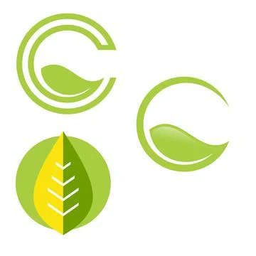 Set of nature simple eco friendly circle green leaf logo vector elements Stock Illustration