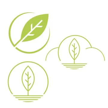Set of nature simple eco friendly circle green leaf logo vector elements Stock Illustration