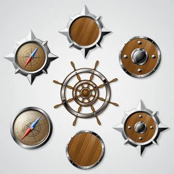 Set of Nautical design elements Stock Illustration