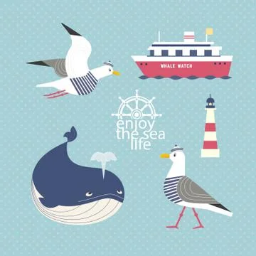 Set of nautical icons Stock Illustration