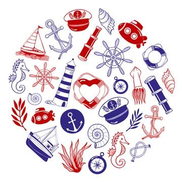 Set of nautical icons Stock Illustration