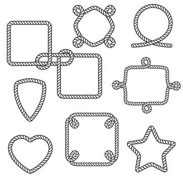 Set of nautical rope frames Stock Illustration
