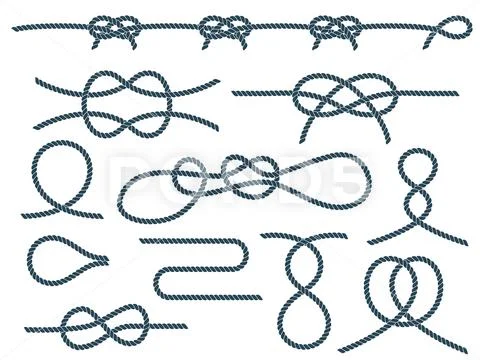 Set of nautical rope knots. Marine rope knot Illustration #149464936