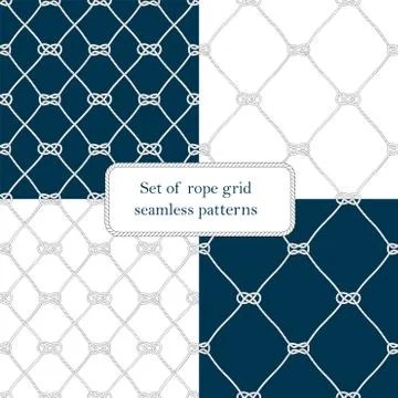 Set of nautical rope seamless fishnet patterns Stock Illustration