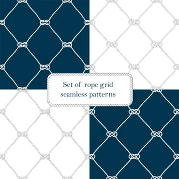 Set of nautical rope seamless fishnet patterns Stock Illustration