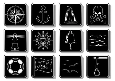 Set of nautical symbols .. Stock Illustration