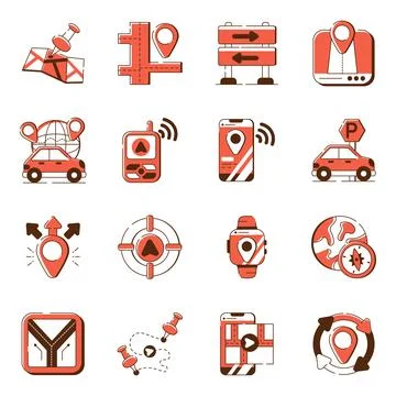 Set of Navigation Flat Icons Stock-Illustration