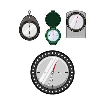 Set of navigation tools directional compass instruments Stock Illustration