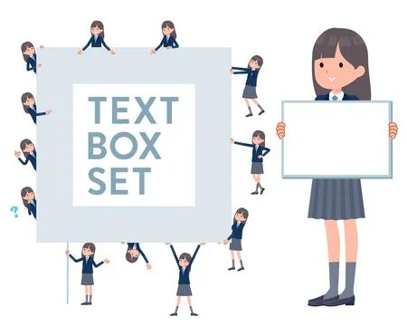 A set of navy blazer student women with a message board Stock Illustration