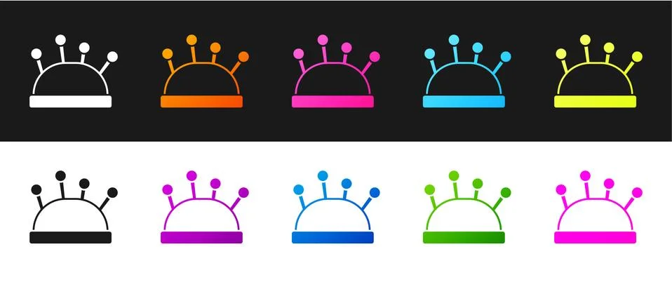 Set Needle bed and needles icon isolated on black and white background. Handmade イラスト素材