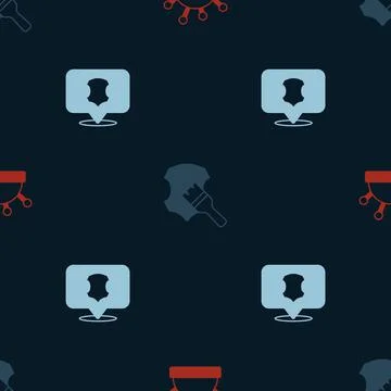 Set Needle bed and needles, Leather and  on seamless pattern. Vector Stock Illustration